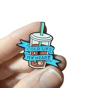 Cold Like My Heart Iced Coffee Enamel Pin Teacher Pins